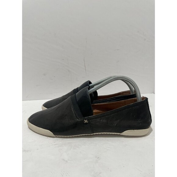 Frye SHOES Flats Women's Melanie Slip On Black Leather Sneakers Loafers size 9 - Picture 1 of 8
